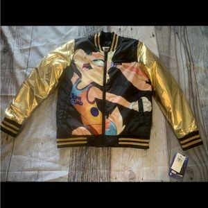 New Members Only x Looney Tunes Youth Jacket Size M Black & Gold NWT